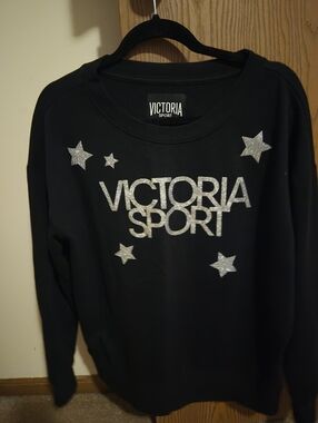 Black Sweatshirt with Silver Glitter Logo